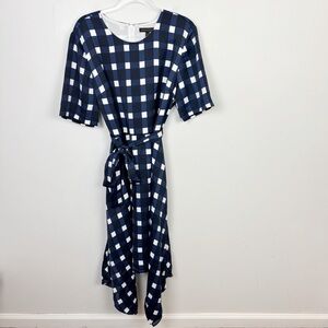 Banana Republic Blue Gingham Dress Handkerchief Hem Size 18